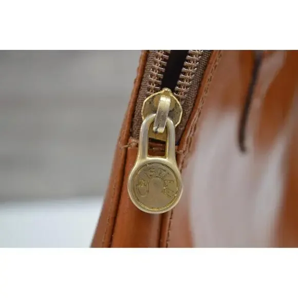 Cristian Genuine Leather Handbag Made in Italy Brown Tan Purse Horse Logo - Picture 7 of 9